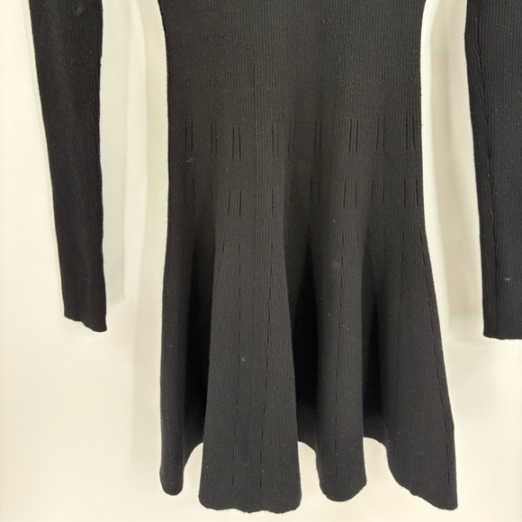 A.l.C Black Ribbed Knit Mini Fit And Stretch Flare Long Sleeve Dress Size Xs - Picture 7 of 15